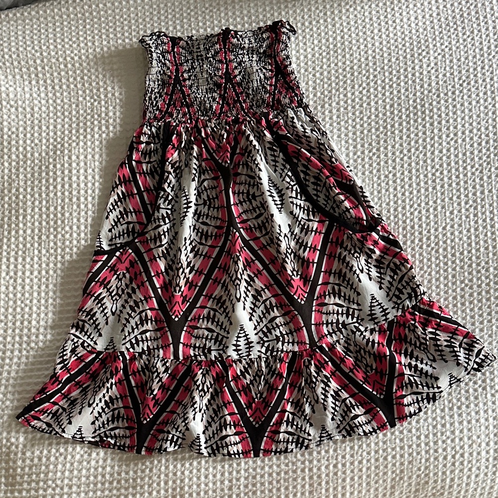 Strapless Black and Red Textured Sundress